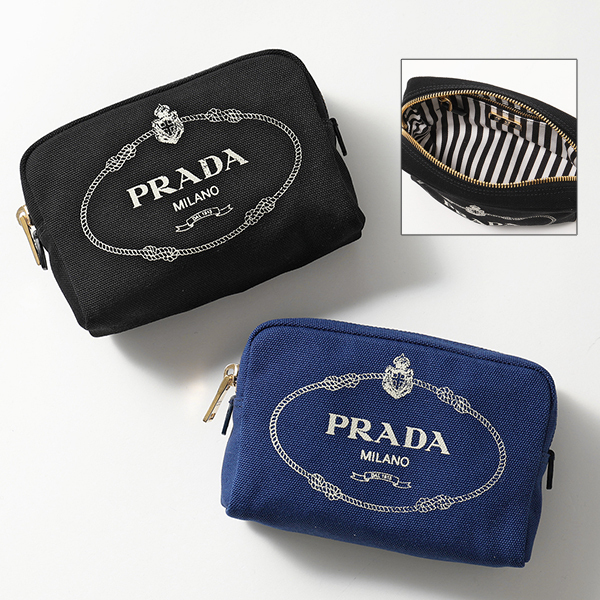 2019新作 プラダスーパーコピー PRADA 1NA021 20L CANAPA LOGO コスメ ポーチ 化粧ポーチ F0N12/NERO+TALCO ブラック